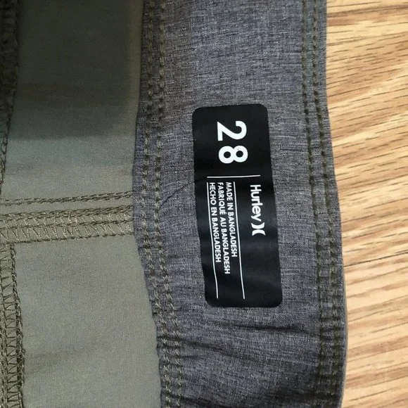 Hurly Men's Crossover Broad shorts Gray with logo tie front Size 28